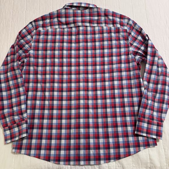 UNTUCKit‎ Shirt Button Down Red/Blue Plaid Long Sleeve Men’s Size 2XL XXL Nylon - Picture 8 of 8